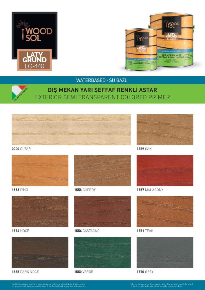 Woodsol Latygrund Dış Mekan Yarı Şeffaf Renkli Ahşap Astar 1556 Noce 2.5 l - 5